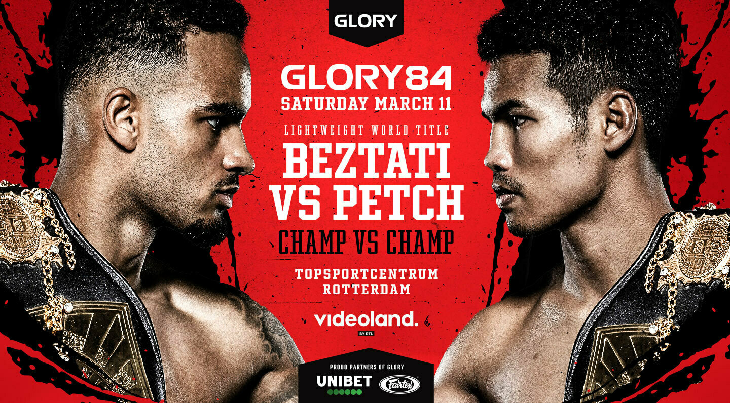 Tyjani Beztati will defend Lightweight Title against Featherweight Champion Petch at GLORY 84